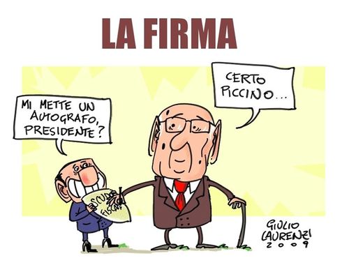 Cartoon: La Firma (medium) by Giulio Laurenzi tagged berlusconi,firma