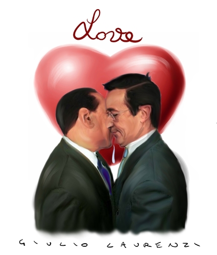 Cartoon: LOVE (medium) by Giulio Laurenzi tagged laurenzi,fini,berlusconi