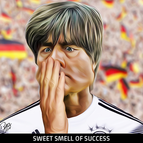Cartoon: Sweet smell of success (medium) by Bart van Leeuwen tagged jogi,low,deuchland,weltmeister,wk2018,russia,mannschaft,germany
