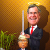 Cartoon: Political yardstick (small) by Bart van Leeuwen tagged bush,wh,trump,41,republican,former,president,rip