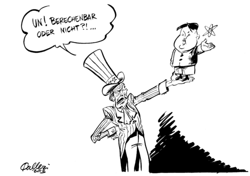 Cartoon: ...das ist hier die Frage (medium) by Paolo Calleri tagged nordkorea,pjoengjang,usa,washington,kriegsdrohungen,drohungen,kim,jong,un,kriegsgefahr,atom,atomreaktor,atombombe,atomwaffenprogramm,provokationen,kriegeszustand,politik,karikatur,paolo,calleri