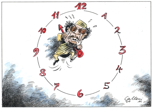 Cartoon: Fünf vor (medium) by Paolo Calleri tagged tote,unruhen,proteste,bengasi,tripolis,libyen,gaddafi,al,muammar