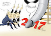 Cartoon: Guten Rutsch! (small) by Paolo Calleri tagged welt,silvester,neujahr,jahre,2016,2017,jahreswechsel,politik,zukunft,populismus,populisten,hoffnung,trump,russland,putin,tuerkei,erdogan,rutsch,kriege,konflikte,wirtschaft,arbeit,glueck,karikatur,cartoon,paolo,calleri
