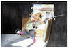 Cartoon: Wahlkampf-Nancy is back in town (small) by Paolo Calleri tagged deutschland,parteien,politik,bundesinnenministerin,faeser,kriminalitaet,abschiebungen,clan,mitglieder,sippenhaft,hessen,wahlkampf,wahlen,spd,karikatur,cartoon,paolo,calleri