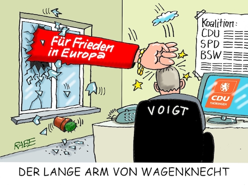 Cartoon: Armzeig (medium) by RABE tagged landtagswahl,thüringen,septemper,cdu,afd,mario,voigt,bernd,höcke,tv,duell,fernsehduell,rabe,ralf,böhme,cartoon,karikatur,pressezeichnung,farbcartoon,tagescartoon,sachsen,wechselwähler,koalitionsgespräche,verhandlungen,spd,bsw,mayer,wagenknecht,arm,faust,frieden,europa,fridensgespräche,diplomatie,landtagswahl,thüringen,septemper,cdu,afd,mario,voigt,bernd,höcke,tv,duell,fernsehduell,rabe,ralf,böhme,cartoon,karikatur,pressezeichnung,farbcartoon,tagescartoon,sachsen,wechselwähler,koalitionsgespräche,verhandlungen,spd,bsw,mayer,wagenknecht,arm,faust,frieden,europa,fridensgespräche,diplomatie