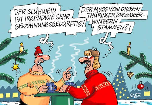 Cartoon: Brombeerkelterei (medium) by RABE tagged landtagswahl,thüringen,septemper,cdu,afd,mario,voigt,bernd,höcke,tv,duell,fernsehduell,rabe,ralf,böhme,cartoon,karikatur,pressezeichnung,farbcartoon,tagescartoon,sachsen,wechselwähler,chamäleon,bsw,brombeere,brombeerkoalition,wagenknecht,wolf,weihnachten,glühwein,glühweinstand,brombeerglühwein,landtagswahl,thüringen,septemper,cdu,afd,mario,voigt,bernd,höcke,tv,duell,fernsehduell,rabe,ralf,böhme,cartoon,karikatur,pressezeichnung,farbcartoon,tagescartoon,sachsen,wechselwähler,chamäleon,bsw,brombeere,brombeerkoalition,wagenknecht,wolf,weihnachten,glühwein,glühweinstand,brombeerglühwein