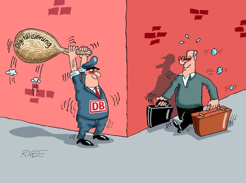 Cartoon: Digitalisierung (medium) by RABE tagged db,bahn,gewerkschaft,gdl,gewerkschaftsboss,weselsky,rabe,ralf,böhme,cartoon,karikatur,pressezeichnung,farbcartoon,tagescartoon,streik,rente,rentner,verabschiedung,digitalisierung,it,chatgpt,ki,ecke,eckenwitz,keule,bahnkunde,db,bahn,gewerkschaft,gdl,gewerkschaftsboss,weselsky,rabe,ralf,böhme,cartoon,karikatur,pressezeichnung,farbcartoon,tagescartoon,streik,rente,rentner,verabschiedung,digitalisierung,it,chatgpt,ki,ecke,eckenwitz,keule,bahnkunde