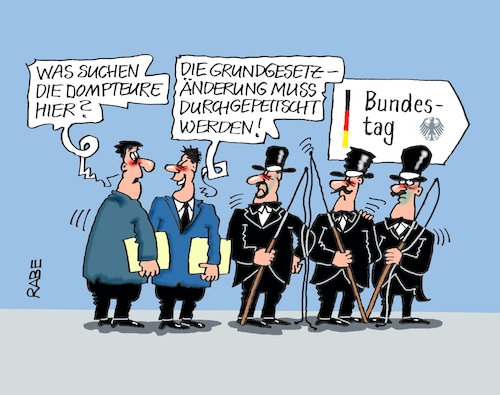 Cartoon: Durchpeitscher (medium) by RABE tagged ampel,ampelregierung,rot,grün,gelb,fdp,spd,grüne,rabe,ralf,böhme,cartoon,karikatur,pressezeichnung,farbcartoon,tagescartoon,inflation,einkommen,rente,rentenpaket,bruch,streit,neuwahlen,grundgesetz,grundgesetzänderung,union,merz,sondervermögen,schuldenpaket,dompteur,zirkus,peitsche,schuldenbremse,milliarden,milliardenpaket,ampel,ampelregierung,rot,grün,gelb,fdp,spd,grüne,rabe,ralf,böhme,cartoon,karikatur,pressezeichnung,farbcartoon,tagescartoon,inflation,einkommen,rente,rentenpaket,bruch,streit,neuwahlen,grundgesetz,grundgesetzänderung,union,merz,sondervermögen,schuldenpaket,dompteur,zirkus,peitsche,schuldenbremse,milliarden,milliardenpaket