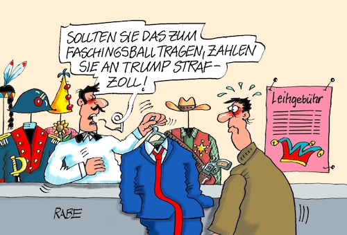 Cartoon: Fasching mit Donald (medium) by RABE tagged ampel,ampelregierung,rot,grün,gelb,fdp,spd,grüne,rabe,ralf,böhme,cartoon,karikatur,pressezeichnung,farbcartoon,tagescartoon,inflation,einkommen,rente,rentenpaket,bruch,streit,neuwahlen,karneval,fasching,faschingsball,kostümball,verkleidung,anzug,schlips,donald,trump,handelskrieg,zoll,strafe,strafzoll,ampel,ampelregierung,rot,grün,gelb,fdp,spd,grüne,rabe,ralf,böhme,cartoon,karikatur,pressezeichnung,farbcartoon,tagescartoon,inflation,einkommen,rente,rentenpaket,bruch,streit,neuwahlen,karneval,fasching,faschingsball,kostümball,verkleidung,anzug,schlips,donald,trump,handelskrieg,zoll,strafe,strafzoll