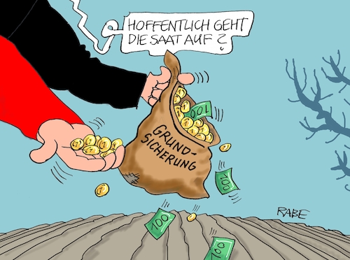 Cartoon: Grundsicherung (medium) by RABE tagged merz,kanzler,koalition,union,spd,klingbeil,cartoon,karikatur,pressezeichnung,farbcartoon,tagescartoon,bürokratie,verwaltung,beamte,modernisierung,monster,drachen,schwert,holzschwert,nägel,säge,bürgergeld,grundsicherung,bas,bärbel,abstimmung,bundesregierung,feld,acker,aussaat,saat,geld,merz,kanzler,koalition,union,spd,klingbeil,cartoon,karikatur,pressezeichnung,farbcartoon,tagescartoon,bürokratie,verwaltung,beamte,modernisierung,monster,drachen,schwert,holzschwert,nägel,säge,bürgergeld,grundsicherung,bas,bärbel,abstimmung,bundesregierung,feld,acker,aussaat,saat,geld