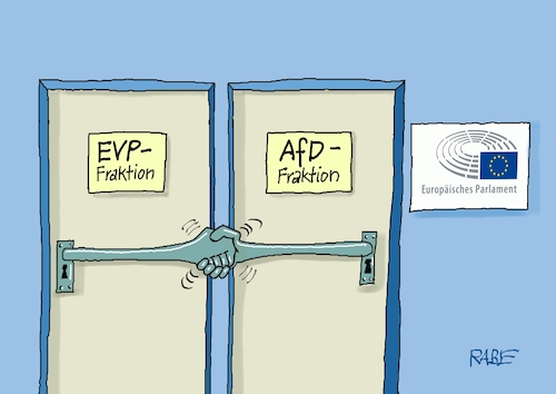 Cartoon: Hand in Hand (medium) by RABE tagged merz,kanzler,koalition,union,spd,klingbeil,cartoon,karikatur,pressezeichnung,farbcartoon,tagescartoon,bürokratie,verwaltung,beamte,modernisierung,monster,drachen,schwert,holzschwert,nägel,säge,eu,europa,brüssel,europaparlament,brandmauer,afd,cdu,evp,fraktion,weber,abgeordnete,zusammenarbeit,tür,türklinke,hände,hand,handschlag,merz,kanzler,koalition,union,spd,klingbeil,cartoon,karikatur,pressezeichnung,farbcartoon,tagescartoon,bürokratie,verwaltung,beamte,modernisierung,monster,drachen,schwert,holzschwert,nägel,säge,eu,europa,brüssel,europaparlament,brandmauer,afd,cdu,evp,fraktion,weber,abgeordnete,zusammenarbeit,tür,türklinke,hände,hand,handschlag