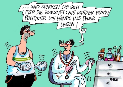 Cartoon: Handverletzung (medium) by RABE tagged merz,union,kanzler,fritze,koalition,spd,klingbeil,bundesregierung,rabe,ralf,böhme,cartoon,karikatur,pressezeichnung,farbcartoon,tagescartoon,trump,putin,krisen,tv,nachrichten,waschmaschine,politiker,feuer,hand,hände,verbrennung,arzt,merz,union,kanzler,fritze,koalition,spd,klingbeil,bundesregierung,rabe,ralf,böhme,cartoon,karikatur,pressezeichnung,farbcartoon,tagescartoon,trump,putin,krisen,tv,nachrichten,waschmaschine,politiker,feuer,hand,hände,verbrennung,arzt