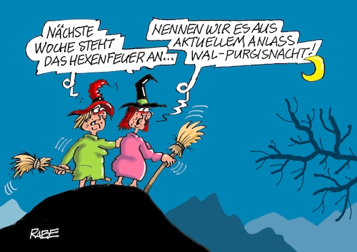 Cartoon: Hexentanz (medium) by RABE tagged merz,kanzler,koalition,union,spd,klingbeil,cartoon,karikatur,pressezeichnung,farbcartoon,tagescartoon,db,bahn,frühling,frühjahr,frühjahrsputz,ice,zug,blumenkasten,blumenkästen,hexe,hexentanzplatz,hexenfeuer,walpurgisnacht,nacht,wal,timmy,ostsee,rettungsaktion,merz,kanzler,koalition,union,spd,klingbeil,cartoon,karikatur,pressezeichnung,farbcartoon,tagescartoon,db,bahn,frühling,frühjahr,frühjahrsputz,ice,zug,blumenkasten,blumenkästen,hexe,hexentanzplatz,hexenfeuer,walpurgisnacht,nacht,wal,timmy,ostsee,rettungsaktion