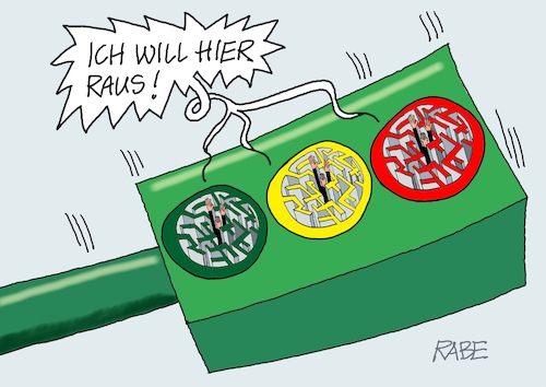 Cartoon: Irrgarten (medium) by RABE tagged ampel,ampelregierung,rot,grün,gelb,fdp,spd,grüne,rabe,ralf,böhme,cartoon,karikatur,pressezeichnung,farbcartoon,tagescartoon,pöbelei,pöbler,bestrafung,regelung,beschimpfung,bundestag,abgeordnete,irrgarten,austritt,neuwahlen,ampel,ampelregierung,rot,grün,gelb,fdp,spd,grüne,rabe,ralf,böhme,cartoon,karikatur,pressezeichnung,farbcartoon,tagescartoon,pöbelei,pöbler,bestrafung,regelung,beschimpfung,bundestag,abgeordnete,irrgarten,austritt,neuwahlen