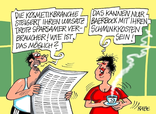 Cartoon: Kosmetikumsatz (medium) by RABE tagged ampel,ampelregierung,rot,grün,gelb,fdp,spd,grüne,rabe,ralf,böhme,cartoon,karikatur,pressezeichnung,farbcartoon,tagescartoon,pöbelei,pöbler,bestrafung,regelung,beschimpfung,bundestag,abgeordnete,baerbock,kosmetik,visagistin,schminke,schminkkosten,styling,umsatz,kosmtikbranche,ampel,ampelregierung,rot,grün,gelb,fdp,spd,grüne,rabe,ralf,böhme,cartoon,karikatur,pressezeichnung,farbcartoon,tagescartoon,pöbelei,pöbler,bestrafung,regelung,beschimpfung,bundestag,abgeordnete,baerbock,kosmetik,visagistin,schminke,schminkkosten,styling,umsatz,kosmtikbranche