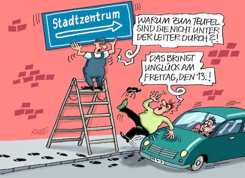 Cartoon: Leiterwitz (medium) by RABE tagged bude,verkaufsstand,stand,verkäufer,schirm,schirmherr,schirmherrschaft,rabe,ralf,böhme,cartoon,karikatur,pressezeichnung,farbcartoon,tagescartoon,freitag,dreizehnter,unglück,pech,pechvogel,unglücksrabe,der,dreizehnte,leiter,aberglaube,unfall,crash,bude,verkaufsstand,stand,verkäufer,schirm,schirmherr,schirmherrschaft,rabe,ralf,böhme,cartoon,karikatur,pressezeichnung,farbcartoon,tagescartoon,freitag,dreizehnter,unglück,pech,pechvogel,unglücksrabe,der,dreizehnte,leiter,aberglaube,unfall,crash