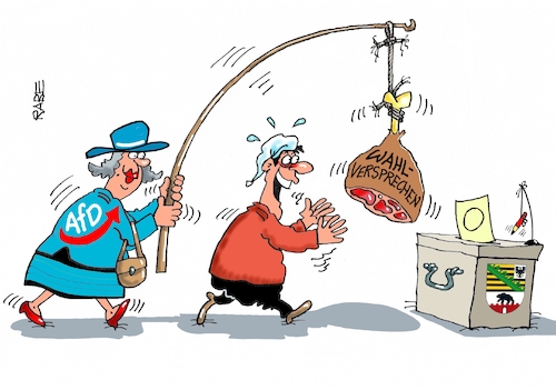 Cartoon: Lockstoff (medium) by RABE tagged merz,kanzler,koalition,union,spd,klingbeil,cartoon,karikatur,pressezeichnung,farbcartoon,tagescartoon,db,bahn,frühling,frühjahr,frühjahrsputz,ice,zug,blumenkasten,blumenkästen,esc,songcontest,landtagswahl,sachsen,anhalt,ministerpräsident,afd,rechte,schinken,wähler,wahlurne,wahlversprechen,wahlsieger,merz,kanzler,koalition,union,spd,klingbeil,cartoon,karikatur,pressezeichnung,farbcartoon,tagescartoon,db,bahn,frühling,frühjahr,frühjahrsputz,ice,zug,blumenkasten,blumenkästen,esc,songcontest,landtagswahl,sachsen,anhalt,ministerpräsident,afd,rechte,schinken,wähler,wahlurne,wahlversprechen,wahlsieger