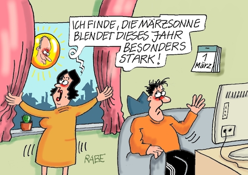 Cartoon: Märzsonne (medium) by RABE tagged ampel,ampelregierung,rot,grün,gelb,fdp,spd,grüne,rabe,ralf,böhme,cartoon,karikatur,pressezeichnung,farbcartoon,tagescartoon,inflation,einkommen,rente,rentenpaket,bruch,streit,neuwahlen,groko,sondierung,fritze,merz,sondierungsgespräche,sonne,monat,märz,märzsonne,frühling,ampel,ampelregierung,rot,grün,gelb,fdp,spd,grüne,rabe,ralf,böhme,cartoon,karikatur,pressezeichnung,farbcartoon,tagescartoon,inflation,einkommen,rente,rentenpaket,bruch,streit,neuwahlen,groko,sondierung,fritze,merz,sondierungsgespräche,sonne,monat,märz,märzsonne,frühling