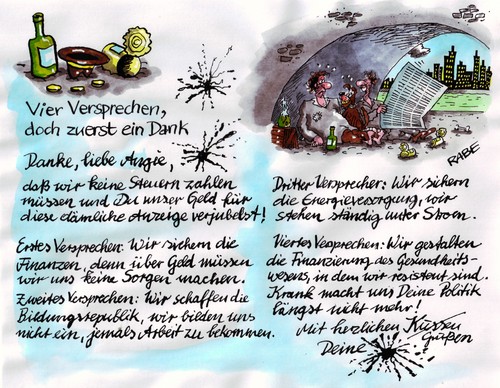 Cartoon: Merkel 2 (medium) by RABE tagged merkelanzeige