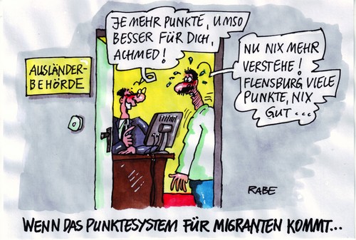 Cartoon: Migranten (medium) by RABE tagged ausländerbehörde