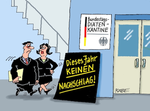 Cartoon: Nachschlag (medium) by RABE tagged merz,kanzler,koalition,union,spd,klingbeil,cartoon,karikatur,pressezeichnung,farbcartoon,tagescartoon,db,bahn,frühling,frühjahr,frühjahrsputz,ice,zug,blumenkasten,blumenkästen,spahn,diät,diäten,diätenerhöhung,bundestag,abgeordnete,verzicht,merz,kanzler,koalition,union,spd,klingbeil,cartoon,karikatur,pressezeichnung,farbcartoon,tagescartoon,db,bahn,frühling,frühjahr,frühjahrsputz,ice,zug,blumenkasten,blumenkästen,spahn,diät,diäten,diätenerhöhung,bundestag,abgeordnete,verzicht