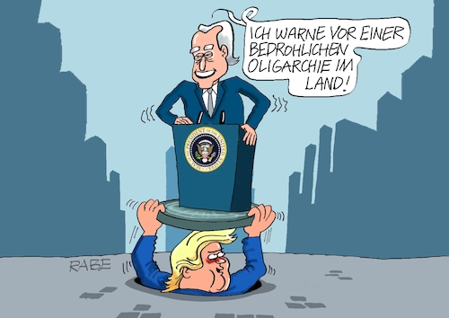 Cartoon: Oligarchie (medium) by RABE tagged donald,trump,kamala,harris,präsidentschaftswahl,usa,wahlkampf,joe,biden,rabe,ralf,böhme,cartoon,karikatur,pressezeichnung,farbcartoon,tagescartoon,mc,donalds,burger,amtsantritt,abdankung,warnung,oligarch,oligarchie,gully,gullydeckel,donald,trump,kamala,harris,präsidentschaftswahl,usa,wahlkampf,joe,biden,rabe,ralf,böhme,cartoon,karikatur,pressezeichnung,farbcartoon,tagescartoon,mc,donalds,burger,amtsantritt,abdankung,warnung,oligarch,oligarchie,gully,gullydeckel