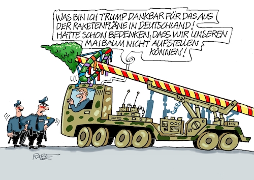 Cartoon: Raketenpläne (medium) by RABE tagged trump,präsident,usa,donald,einmarsch,erstürmung,cartoon,karikatur,pressezeichnung,rabe,ralf,böhme,farbcartoon,tagescartoon,venezuela,südamerika,maduro,regimewechsel,weltordnung,kongress,völkerrecht,deutschland,stationierung,mittelstreckenrakete,raketenpläne,aus,abschussrampe,lkw,mai,maifeier,maibaum,trump,präsident,usa,donald,einmarsch,erstürmung,cartoon,karikatur,pressezeichnung,rabe,ralf,böhme,farbcartoon,tagescartoon,venezuela,südamerika,maduro,regimewechsel,weltordnung,kongress,völkerrecht,deutschland,stationierung,mittelstreckenrakete,raketenpläne,aus,abschussrampe,lkw,mai,maifeier,maibaum