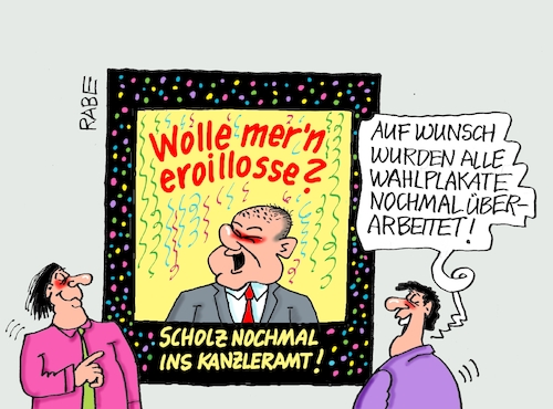 Cartoon: Scholz ins Kanzleramt (medium) by RABE tagged ampel,ampelregierung,rot,grün,gelb,fdp,spd,grüne,rabe,ralf,böhme,cartoon,karikatur,pressezeichnung,farbcartoon,tagescartoon,inflation,einkommen,rente,rentenpaket,bruch,streit,neuwahlen,wahlkampf,kanzlerkandidat,scholz,merz,wahlplakat,kanzleramt,karneval,fasching,konfetti,luftschlangen,ampel,ampelregierung,rot,grün,gelb,fdp,spd,grüne,rabe,ralf,böhme,cartoon,karikatur,pressezeichnung,farbcartoon,tagescartoon,inflation,einkommen,rente,rentenpaket,bruch,streit,neuwahlen,wahlkampf,kanzlerkandidat,scholz,merz,wahlplakat,kanzleramt,karneval,fasching,konfetti,luftschlangen