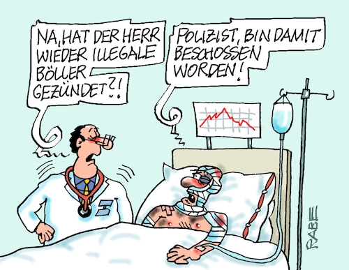 Cartoon: Silvesternacht (medium) by RABE tagged merz,kanzler,koalition,union,spd,klingbeil,cartoon,karikatur,pressezeichnung,farbcartoon,tagescartoon,weihnachten,silvester,silvesternacht,böller,chinaböller,feuerwerk,illegales,krawalle,randale,polizei,auseinandersetzung,polizist,krankenhaus,arzt,angriff,verketzung,verband,pflaster,veilchen,merz,kanzler,koalition,union,spd,klingbeil,cartoon,karikatur,pressezeichnung,farbcartoon,tagescartoon,weihnachten,silvester,silvesternacht,böller,chinaböller,feuerwerk,illegales,krawalle,randale,polizei,auseinandersetzung,polizist,krankenhaus,arzt,angriff,verketzung,verband,pflaster,veilchen