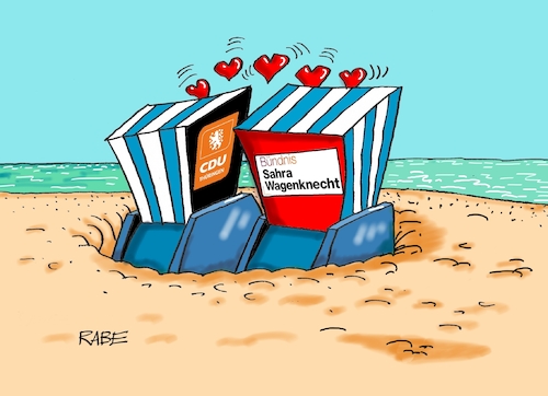 Cartoon: Sommergefühle (medium) by RABE tagged landtagswahl,thüringen,septemper,cdu,afd,mario,voigt,bernd,höcke,tv,duell,fernsehduell,rabe,ralf,böhme,cartoon,karikatur,pressezeichnung,farbcartoon,tagescartoon,wagenknecht,strand,strandkorb,landtagswahl,thüringen,septemper,cdu,afd,mario,voigt,bernd,höcke,tv,duell,fernsehduell,rabe,ralf,böhme,cartoon,karikatur,pressezeichnung,farbcartoon,tagescartoon,wagenknecht,strand,strandkorb