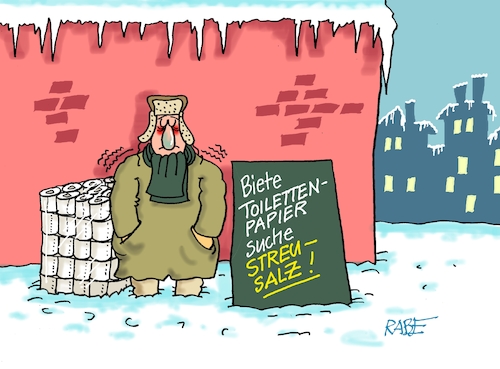 Cartoon: Streusalz (medium) by RABE tagged merz,kanzler,koalition,union,spd,klingbeil,cartoon,karikatur,pressezeichnung,farbcartoon,tagescartoon,weihnachten,silvester,neujahr,jahresbeginn,start,rettung,rettungsring,michel,ertrinken,winter,salz,streusalz,streudienst,räumdienst,toilettenpapier,klopapier,tausch,frost,kälte,glatteis,wetter,merz,kanzler,koalition,union,spd,klingbeil,cartoon,karikatur,pressezeichnung,farbcartoon,tagescartoon,weihnachten,silvester,neujahr,jahresbeginn,start,rettung,rettungsring,michel,ertrinken,winter,salz,streusalz,streudienst,räumdienst,toilettenpapier,klopapier,tausch,frost,kälte,glatteis,wetter