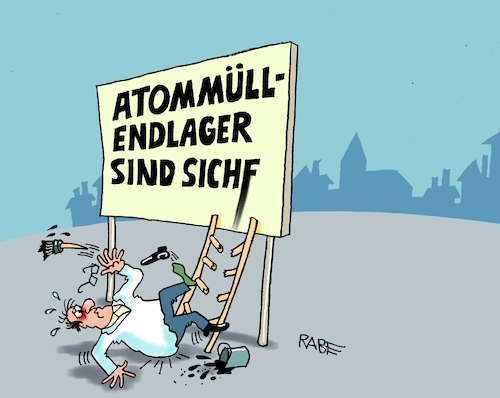 Cartoon: Sturzgefährlich (medium) by RABE tagged merz,union,kanzler,fritze,koalition,spd,klingbeil,bundesregierung,rabe,ralf,böhme,cartoon,karikatur,pressezeichnung,farbcartoon,tagescartoon,fett,fettnapf,drecksarbeit,stelzen,training,atom,atommüll,müll,endlager,atommüllendlager,suche,sicherheit,strahlung,maler,leiter,sturz,radioaktivität,merz,union,kanzler,fritze,koalition,spd,klingbeil,bundesregierung,rabe,ralf,böhme,cartoon,karikatur,pressezeichnung,farbcartoon,tagescartoon,fett,fettnapf,drecksarbeit,stelzen,training,atom,atommüll,müll,endlager,atommüllendlager,suche,sicherheit,strahlung,maler,leiter,sturz,radioaktivität