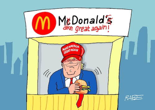 Cartoon: Trumpburger (medium) by RABE tagged donald,trump,kamala,harris,präsidentschaftswahl,usa,wahlkampf,joe,biden,rabe,ralf,böhme,cartoon,karikatur,pressezeichnung,farbcartoon,tagescartoon,mc,donalds,burger,donald,trump,kamala,harris,präsidentschaftswahl,usa,wahlkampf,joe,biden,rabe,ralf,böhme,cartoon,karikatur,pressezeichnung,farbcartoon,tagescartoon,mc,donalds,burger