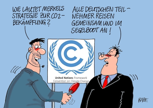 Cartoon: UN Klimagipfel III (medium) by RABE tagged klimawandel,umwelt,umweltministerin,schulze,sp,klimapreis,heizung,auto,rabe,ralf,böhme,cartoon,karikatur,pressezeichnung,farbcartoon,tagescartoon,brücke,bettler,verkehr,klimaprämie,friday,for,future,un,klimagipfel,merkel,anreise,new,york,thunberg,segelboot,klimawandel,umwelt,umweltministerin,schulze,sp,klimapreis,heizung,auto,rabe,ralf,böhme,cartoon,karikatur,pressezeichnung,farbcartoon,tagescartoon,brücke,bettler,verkehr,klimaprämie,friday,for,future,un,klimagipfel,merkel,anreise,new,york,thunberg,segelboot