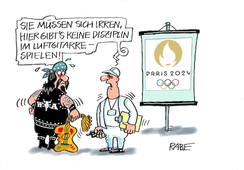 Cartoon: Wacken (medium) by RABE tagged olympiade,sommerspiele,sport,paris,cartoon,karikatur,pressezeichnung,farbcartoon,tagescartoon,treppchen,podest,siegerehrung,siegerpodest,hund,herrchen,training,ringe,fische,seine,fluß,luftblasen,wacken,luftgitarre,heavy,metal,olympiade,sommerspiele,sport,paris,cartoon,karikatur,pressezeichnung,farbcartoon,tagescartoon,treppchen,podest,siegerehrung,siegerpodest,hund,herrchen,training,ringe,fische,seine,fluß,luftblasen,wacken,luftgitarre,heavy,metal