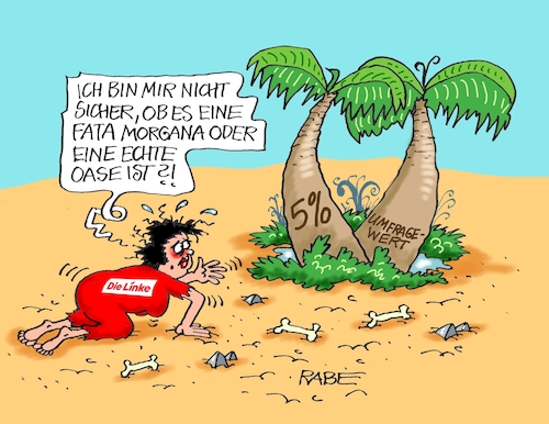 Cartoon: Wähleroase (medium) by RABE tagged ampel,ampelregierung,rot,grün,gelb,fdp,spd,grüne,rabe,ralf,böhme,cartoon,karikatur,pressezeichnung,farbcartoon,tagescartoon,inflation,einkommen,rente,rentenpaket,bruch,streit,neuwahlen,wahlkampf,parteitag,linke,gysi,ramelow,umfrage,wähler,umfragewert,wüste,oase,fata,morgana,fatamorgana,fünfprozenthürde,ampel,ampelregierung,rot,grün,gelb,fdp,spd,grüne,rabe,ralf,böhme,cartoon,karikatur,pressezeichnung,farbcartoon,tagescartoon,inflation,einkommen,rente,rentenpaket,bruch,streit,neuwahlen,wahlkampf,parteitag,linke,gysi,ramelow,umfrage,wähler,umfragewert,wüste,oase,fata,morgana,fatamorgana,fünfprozenthürde