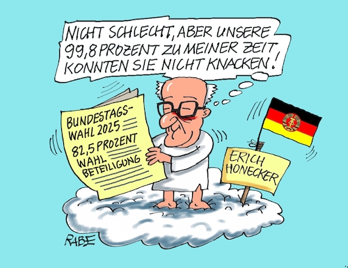 Cartoon: Wahlbeteiligung (medium) by RABE tagged ampel,ampelregierung,rot,grün,gelb,fdp,spd,grüne,rabe,ralf,böhme,cartoon,karikatur,pressezeichnung,farbcartoon,tagescartoon,inflation,einkommen,rente,rentenpaket,bruch,streit,neuwahlen,bundestagswahl,wahlbeteiligung,wähler,erich,honecker,statsratsvorsitzender,ddr,sed,wahlergebnis,manipulation,wolke,himmel,ampel,ampelregierung,rot,grün,gelb,fdp,spd,grüne,rabe,ralf,böhme,cartoon,karikatur,pressezeichnung,farbcartoon,tagescartoon,inflation,einkommen,rente,rentenpaket,bruch,streit,neuwahlen,bundestagswahl,wahlbeteiligung,wähler,erich,honecker,statsratsvorsitzender,ddr,sed,wahlergebnis,manipulation,wolke,himmel