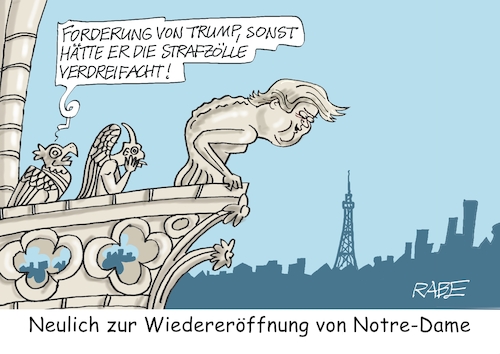 Cartoon: Wasserspeier (medium) by RABE tagged donald,trump,kamala,harris,präsidentschaftswahl,usa,wahlkampf,joe,biden,rabe,ralf,böhme,cartoon,karikatur,pressezeichnung,farbcartoon,tagescartoon,mc,donalds,burger,wiedereröffnung,notre,dame,paris,notredame,kirche,eröffnungsfeier,strafzölle,donald,trump,kamala,harris,präsidentschaftswahl,usa,wahlkampf,joe,biden,rabe,ralf,böhme,cartoon,karikatur,pressezeichnung,farbcartoon,tagescartoon,mc,donalds,burger,wiedereröffnung,notre,dame,paris,notredame,kirche,eröffnungsfeier,strafzölle