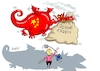 Cartoon: Fliegenfängerin (small) by RABE tagged merz,union,kanzler,fritze,koalition,spd,klingbeil,bundesregierung,rabe,ralf,böhme,cartoon,karikatur,pressezeichnung,farbcartoon,tagescartoon,trump,putin,krisen,tv,nachrichten,eu,europa,ursula,von,der,leyen,besuch,staatsbesuch,china,peking,handel,handelbeziehungen,erde,gipfeltreffen,diplomatie,beziehungen,rohstoffe,fliegenpatsche,drachen