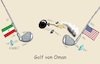 Cartoon: Golfer unter sich (small) by RABE tagged trump,kanada,gipfel,gipfeltreffen,staatschefs,rabe,ralf,böhme,cartoon,karikatur,pressezeichnung,farbcartoon,tagescartoon,gespenst,geist,angst,donald,usa,iran,israel,golf,golfschläger,bombe,granate,lunte,golfspieler,atomanlage,oman