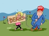 Cartoon: Halskrause (small) by RABE tagged trump,kanada,gipfel,gipfeltreffen,staatschefs,rabe,ralf,böhme,cartoon,karikatur,pressezeichnung,farbcartoon,tagescartoon,gespenst,geist,angst,donald,usa,nato,natoaustritt,schild,deal,eu,europa,ursula,von,der,leyen,zoll,strafzoll,strafzölle,golfplatz,folter,foltermethode,schafott