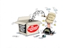 Cartoon: Rentenpaket (small) by RABE tagged merz,union,kanzler,fritze,koalition,spd,klingbeil,bundesregierung,rabe,ralf,böhme,cartoon,karikatur,pressezeichnung,farbcartoon,tagescartoon,trump,putin,krisen,tv,nachrichten,bärbel,bas,rentenpaket,absicherung,rentner,rentenniveu,kiste,hammer,verdopplung,rentenbeitrag