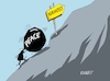 Cartoon: Sisypus (small) by RABE tagged trump,kanada,gipfel,gipfeltreffen,staatschefs,rabe,ralf,böhme,cartoon,karikatur,pressezeichnung,farbcartoon,tagescartoon,gespenst,geist,angst,donald,usa,nato,natoaustritt,schild,sysiphus,felsen,bergauf,nahost,israel,iran,teheran,hamas