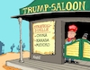 Cartoon: Trumps Saloon (small) by RABE tagged donald,trump,kamala,harris,präsidentschaftswahl,usa,wahlkampf,joe,biden,rabe,ralf,böhme,cartoon,karikatur,pressezeichnung,farbcartoon,tagescartoon,mc,donalds,burger,handelskrieg,zoll,strafzoll,strafzölle,china,kanada,mexiko,saloon,kneipe,duell