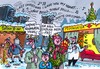 Cartoon: Weihnachtsmarkt (small) by RABE tagged weihnachten,advent,weihnachtsmarkt,glühwein,punch,met,weihnachtsbaum,geschenke,psychiater,hicks,christmas,heart,bell,jingle,bells,white,rabe,ralf,böhme,cartoon,karikatur,pressezeichnung,farbcartoon,glühweinstand,christbaum,weihnachtslieder,boxen,lautsprec