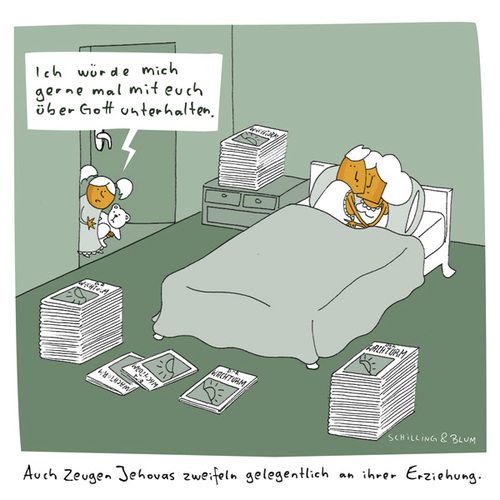 Cartoon: Augenzeugin (medium) by Schilling  Blum tagged zeugen,jehovas,religion