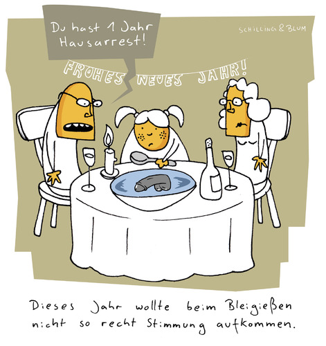 Cartoon: Silvester (medium) by Schilling  Blum tagged bleigießen,silvester,neujahr,familie,vater