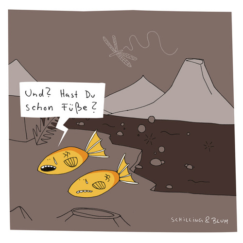 Cartoon: Wachstumsphase (medium) by Schilling  Blum tagged füße,wachstum,fische,evolution,darwin,laufen