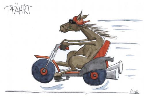 Cartoon: Pfährt (medium) by mele tagged pferd,motorad