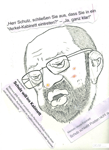 Cartoon: Ministerposten für Schulz? (medium) by menschenskindergarten tagged groko,schulz,spd,cdu,merkel,kabinettsmitglied,ministerposten